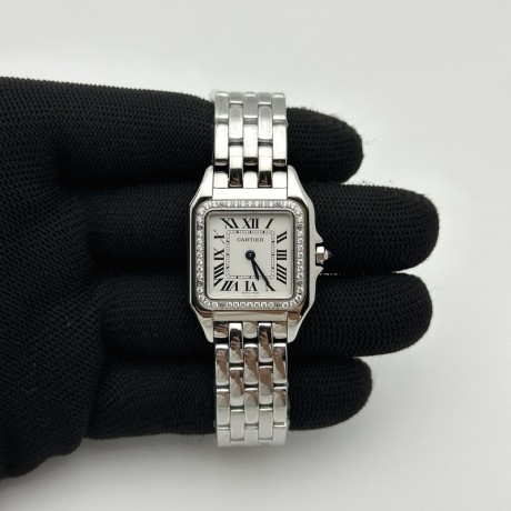 BV공장 까르띠에 팬더 27 스틸 다이아몬드베젤 화이트다이얼 브레이슬릿 Panthère 27mm BVF 1:1 Best Edition SS White Dial Diamonds Bezel on SS Bracelet Ronda Quartz