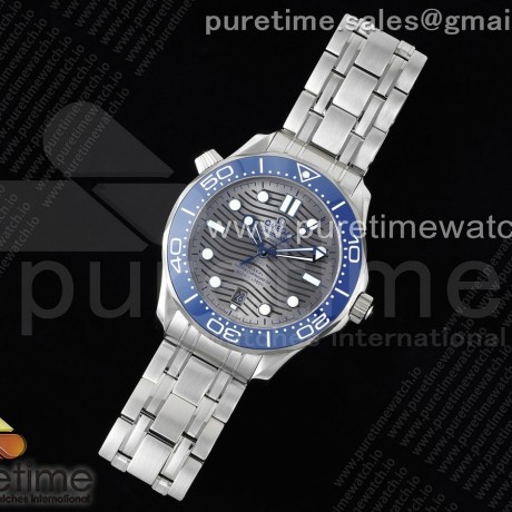 HR공장 오메가 씨마스터 다이버300 스틸 블루물결텍스쳐다이얼 브슬 Seamaster Diver 300M SS Blue Ceramic Bezel HRF 1:1 Best Edition Gray Dial on SS Bracelet A2824