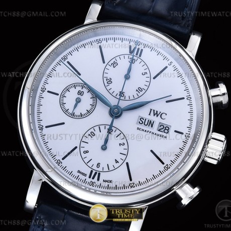 TW공장 IWC 포르토피노 크로노 스틸 화이트다이얼 블루마커 가죽스트랩 Portofino Chrono IW3910 SS/LE Wht/Blk Stk TWF A7750