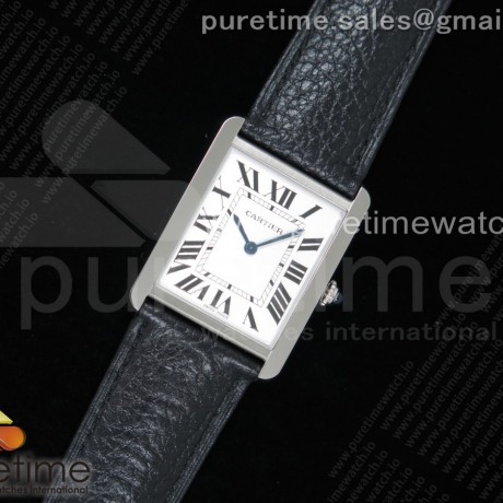 K11공장 까르띠에 탱크솔로 27MM 가죽스트랩 Tank Solo 27mm K11F SS White Dial on Black Leather Strap Ronda Quartz