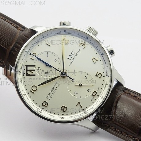 ZF공장 IWC 포르투기저 크로노그래프 골드핸즈 브라운가죽스트랩 PORTTGUESE IW371445 v3버전