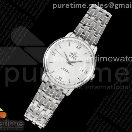 HR공장 오메가 드 빌 36.8 스틸 화이트다이얼 브레이슬릿 De Ville 36.8mm SS HRF 1:1 Best Edition Silver Dial SS Marker on SS Bracelet A2824