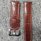 파네라이 24mm 브라운 크로커다일(통칭 엘리게이터) 대나무패턴 스트랩 부위, 패턴랜덤 버클포함