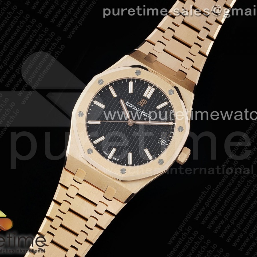 APS공장 오데마피게 로얄오크 15500 로즈골드금통 블랙다이얼 브레이슬릿 Royal Oak 41mm 15500 RG APSF 1:1 Best Edition Black Textured Dial on RG Bracelet SA4302 Super Clone