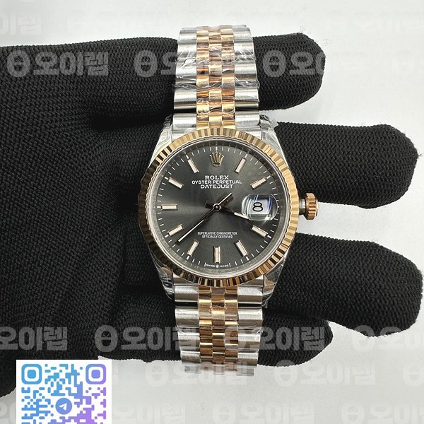 VS공장 롤렉스 데이저스트 36 옐로우골드콤비 그레이다이얼 플루티드베젤 쥬빌레브레이슬릿 DateJust 36 SS 126231 VSF 1:1 Best Edition 904L Steel Gray Stick Dial on Jubilee Bracelet VS3235