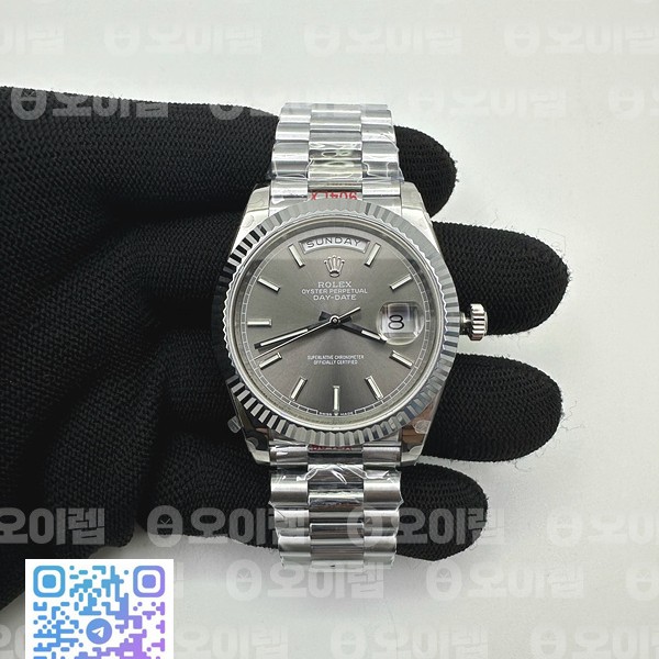 GM공장 롤렉스 데이데이트 40 스틸 그레이다이얼 프레지던트브레이슬릿 텅스텐 2836 DDay Date 40 GMF 1:1 Best Edition 904L Steel Grey Dial Stick Markers on Bracelet A2836（Tungsten Heavy Version）