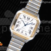 BV공장 까르띠에 산토스 40MM 라지 옐로우골드콤비 스마트링크브레이슬릿 Santos de Cartier 40mm 2018 YG Bezel White Dial on SS SmartLinks Bracelet MIYOTA 9019