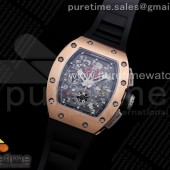KU공장 V3 RM011 로골 크리스탈다이얼 러버 RM011 RG Chrono Crystal Dial Black on Black Rubber Strap A7750 V3