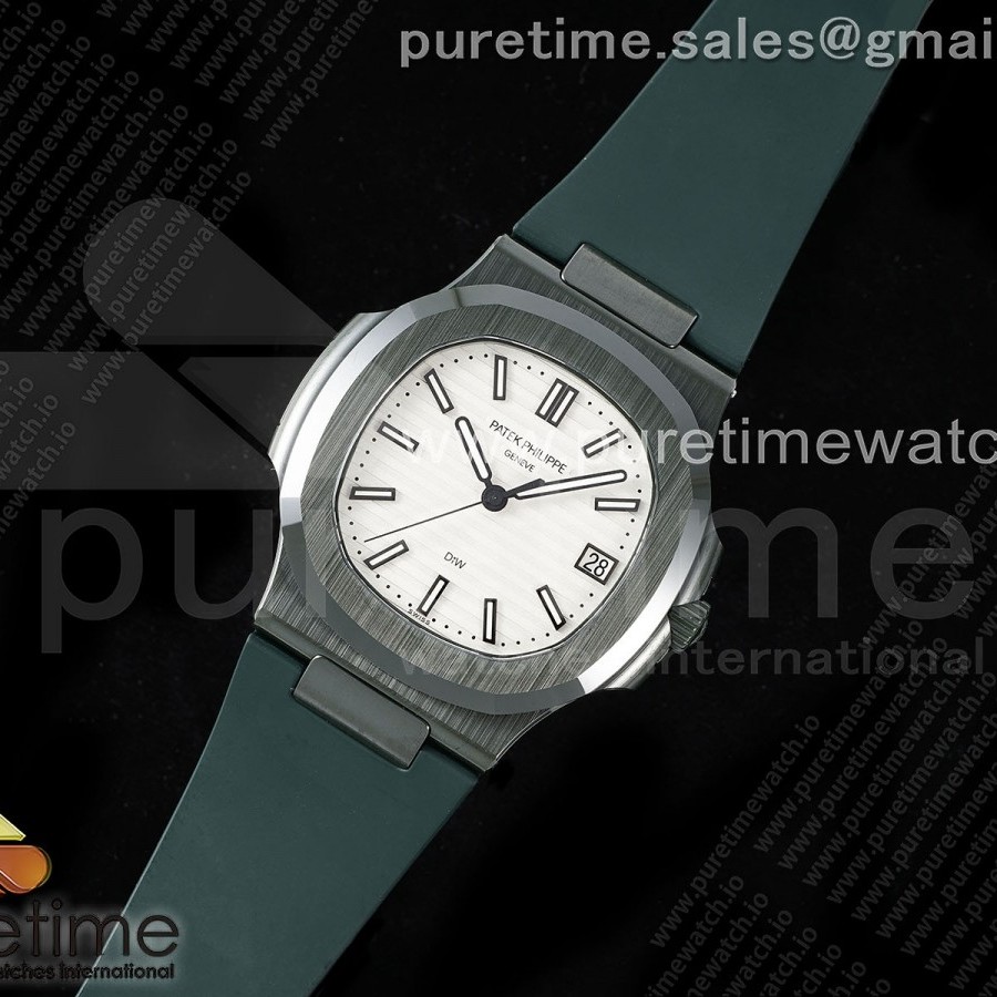 AMG공장 파텍필립 노틸러스 5711 그린풀세라믹 화이트다이얼 그린러버스트랩 AET Nautilus 5711 Green Ceramic AMGF Best Edition White Dial on Green Rubber Strap MIYOTA 9015