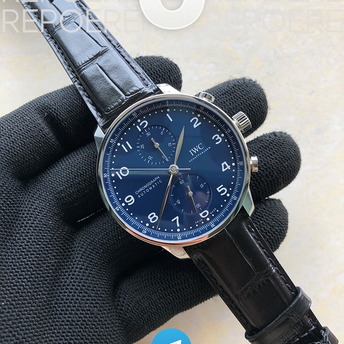 ZF공장 IWC 포르투기저 크로노그래프 150주년 블루다이얼 가죽스트랩 Portugieser Chronograph Edition “150 Years” IW371601 Blue Dial on Black Leather Strap A7750 (Slim Movement)