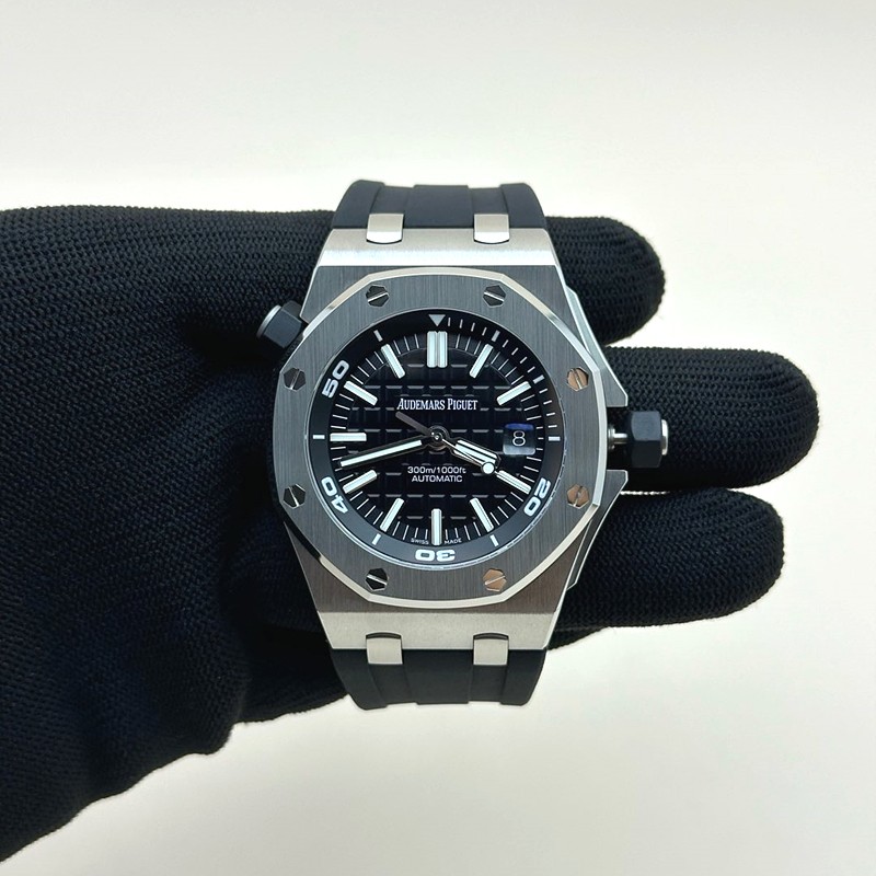 APS공장 오데마피게 로얄오크오프쇼어 다이버 15710 스틸 블랙다이얼 러버스트랩 Royal Oak Offshore Diver 15710 APSF 1:1 Best Edition Black Dial on Black Rubber Strap V2 A3120 Super Clone
