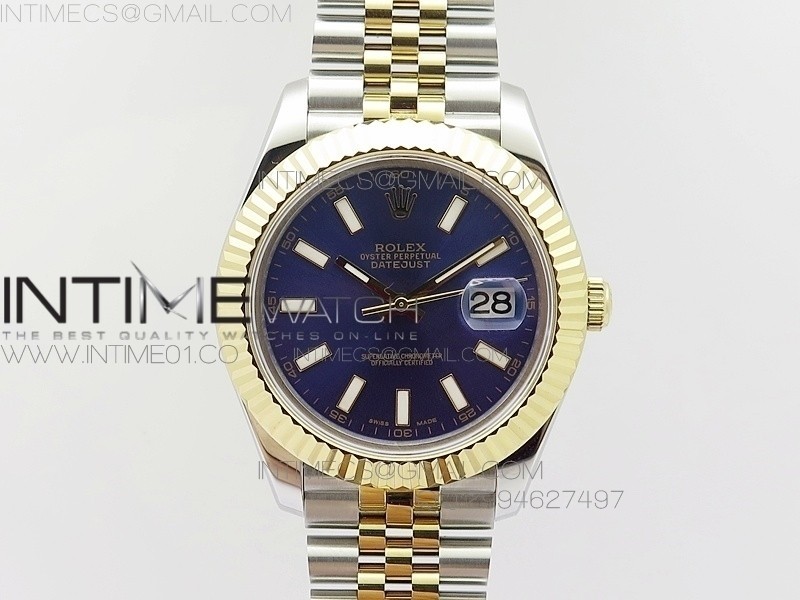 BP공장 롤렉스 데이저스트2 옐로우골드콤비 블루다이얼 바인덱스 Rolex DateJust2 SS&YG Blue Dial Bar Index 신형브레스렛