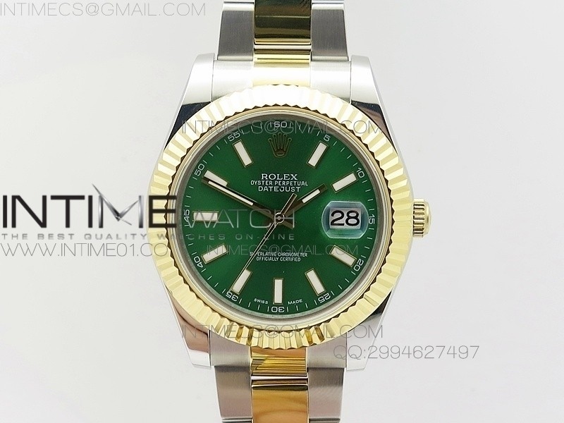 BP공장 롤렉스 데이저스트2 옐로우골드콤비 그린다이얼 바인덱스 Rolex DateJust2 SS&YG Green Dial Bar Index 신형브레스렛