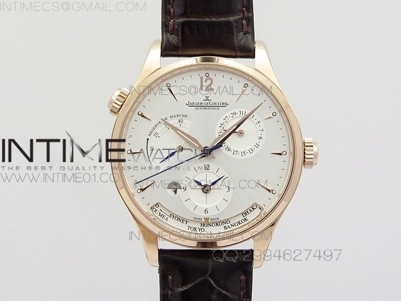 예거르쿨트르 마스터 MASTER CONTROL POWER RESERVE RG WHITE DIAL ON BROWN LEATHER STRAP A939