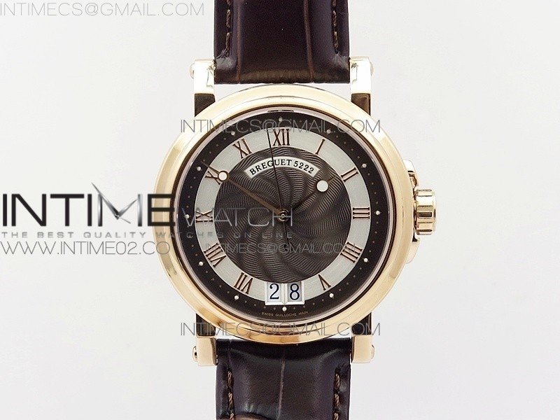 HG공장 브레게 마린 로즈골드금통 챠콜다이얼 가죽스트랩