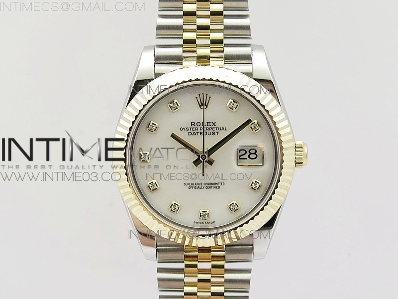 BP공장 롤렉스 데이저스트 41 콤비 화이트 자개 텐포인트다이얼 포금브레이슬릿 DATEJUST II 41MM 14K YG WRAPPED WHITE MOP DIAL ON NEW VERSION JUBILEE BRACELET