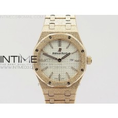 OM공장 오데마피게 로얄오크 레이디 15000 프로스티드로즈골드 실버다이얼 브레이슬릿 ROYAL OAK 33MM 15000 SATIN-POLISHED RG WHITE DIAL ON SS BRACELET QUARTZ