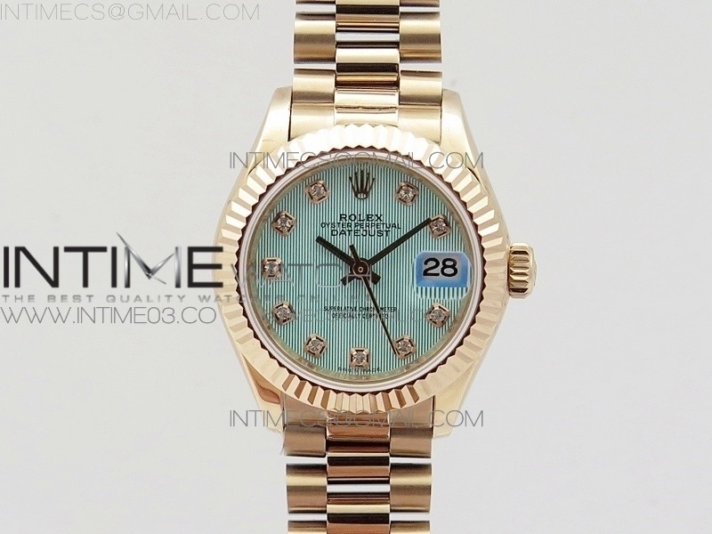 BP공장 롤렉스 데이저스트 28mm 로즈골드금장 아이스블루다이얼 브레이슬릿 DATEJUST 28MM RG DIAMOND BEZEL ICE BLUE TEXTURED DIAL ON RG BRACELET ETA2671
