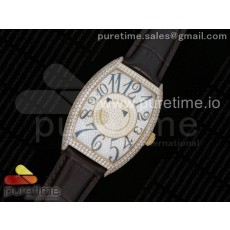 프랭크뮬러 더블 미스테리 옐로우골드금장 다이아몬드다이얼 브라운가죽스트랩 Double Mystery YG Diamonds Dial on Brown Leather Strap MIYOTA 9015