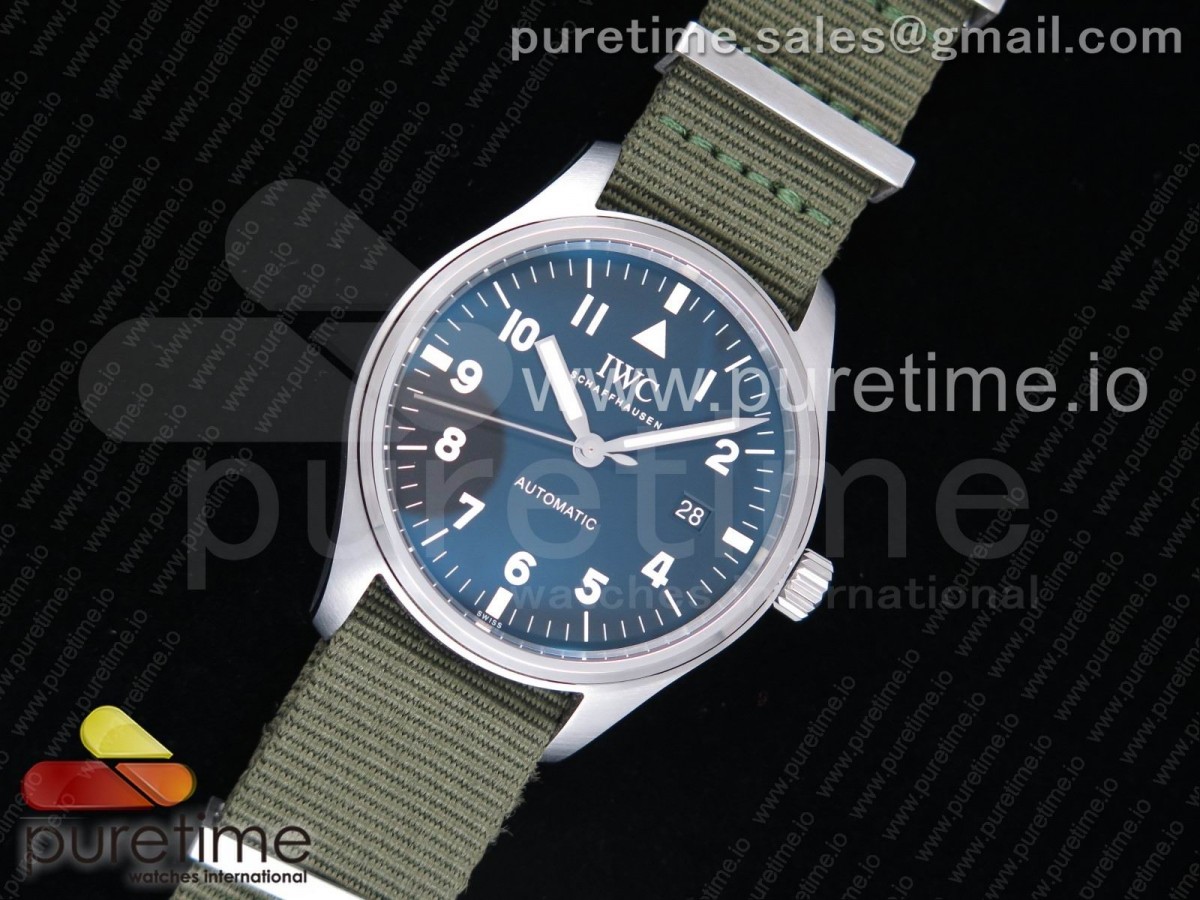 MK공장 IWC 마크18 마크1헌정에디션 블랙다이얼 국방색나토스트랩 IWC Mark XVIII “TRIBUTE TO MARK XI” IW327007 Black Dial on Green Nylon Strap A2892