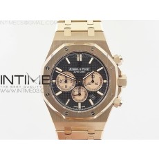 om공장 오데마피게 로얄오크 크로노그래프 로즈골드금장 블랙앤샴페인다이얼 브레이슬릿 ROYAL OAK CHRONO 26331ST RG BLACK DIAL ON SS BRACELET A7750