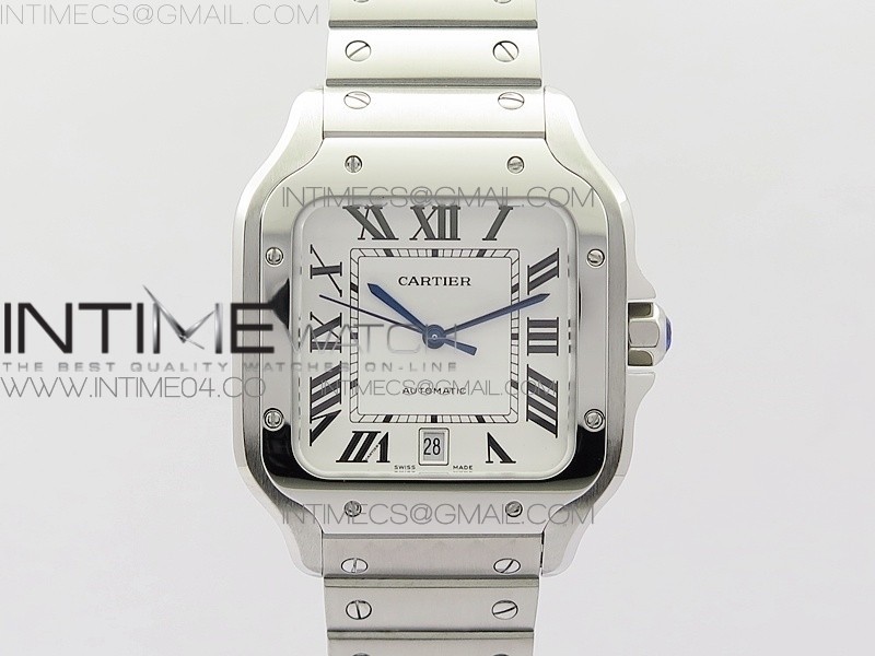 KOR공장 까르띠에 산토스 드 까르띠에 라지 브레이슬릿 SANTOS DE CARTIER LARGE 2018 WHITE DIAL ON SS BRACELET MIYOTA 9015