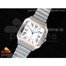BV공장 까르띠에 산토스 40MM 라지 로즈골드콤비 스마트링크브레이슬릿 Santos de Cartier 40mm 2018 RG Bezel White Dial on SS SmartLinks Bracelet MIYOTA 9019