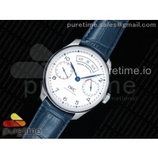 ZF공장 IWC포르투기저 애뉴얼캘린더 파워리저브 화이트다이얼 블루가죽스트랩 Portuguese Real PR Real Annual Calendar IW5035 White Dial Blue Markers on Blue Leather Strap A52850