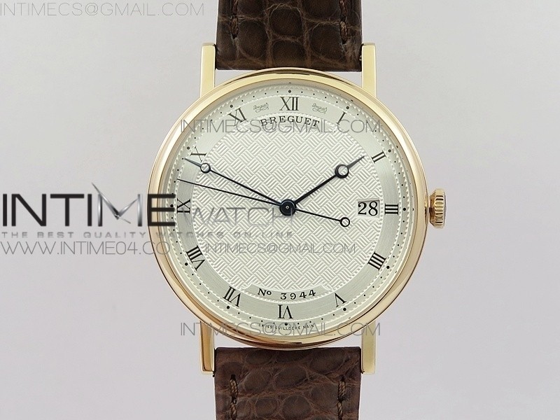 MK공장 V2 브레게 클래식 오토 5177 로즈골드 금통 화이트다이얼 가죽스트랩 CLASSIQUE AUTO 5177 RG 3944  WHITE DIAL NUMBERS MARKERS ON BROWN LEATHER A777Q