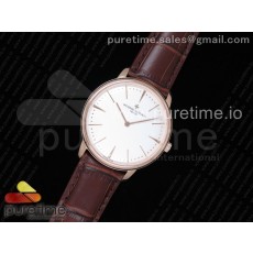 KZ공장 바쉐론콘스탄틴 패트리모니 로즈골드 금통 화이트다이얼 가죽스트랩 Patrimony Calatrava RG White Dial on Brown Leather Strap MIYOTA 9015