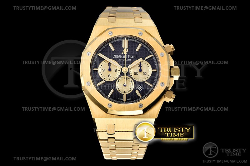 OM공장 오데마피게 로얄오크 크로노 옐로우골드 금통 블루다이얼 브레이슬릿 Royal Oak Chronograph 26331ST YG/YG Blue/Gld OMF A7750