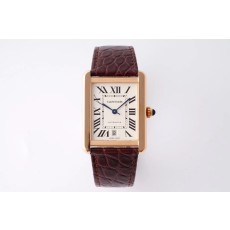 AF공장 까르띠에 탱크솔로 31mm 로즈골드 화이트다이얼 브라운 악어가죽스트랩