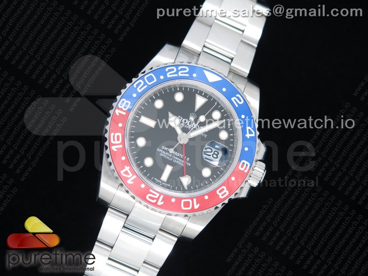 UN공장 펩시 블랙다이얼 브레이슬릿 GMT Master II 116719 BLRO 904L SS Black Dial on SS Bracelet A3186 (Correct Hand Stack)