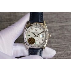 TR공장 롤렉스 데이데이트 36MM 실버다이얼 가죽스트랩