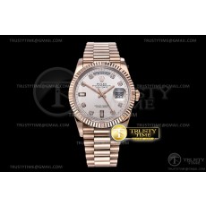 BP공장 롤렉스 데이데이트 36MM 로골 실버다이얼 DayDate 36mm Flt RG/RG Silver Wht Diam BP Asia 2836