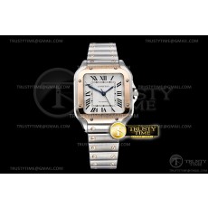 3K공장 까르띠에 산토스 미디움 35 로즈골드콤비 화이트다이얼 스마트링크브레이슬릿 Santos De Cartier 35mm Mens RG/SS White 3KF MY9015