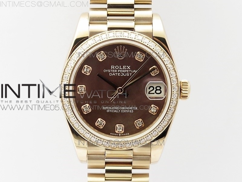 BP공장 롤렉스 데이저스트 31 로즈골드금통 브라운다이얼 브레이슬릿2813 Datejust 31mm 278275 RG Dia Bezel Brown Roman Crystal Markers Dial on RG President Bracelet