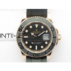 D1공장 에버로즈 포금 블랙다이얼 러버 Yacht-Master 116655 RG Wrapped Black Ceramic Bezel 904L Steel on Oysterflex Rubber Strap A2836