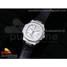 3K공장 파텍필립 노틸러스 화이트다이얼 가죽스트랩 Nautilus 5980 SS 3KF Best Edition White Dial on Black Leather Strap A7750