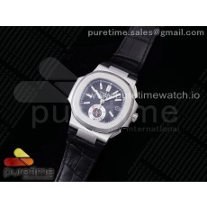 3K공장 파텍필립 노틸러스 블랙다이얼 가죽스트랩 Nautilus 5980 SS 3KF Best Edition Black Dial on Black Leather Strap A7750