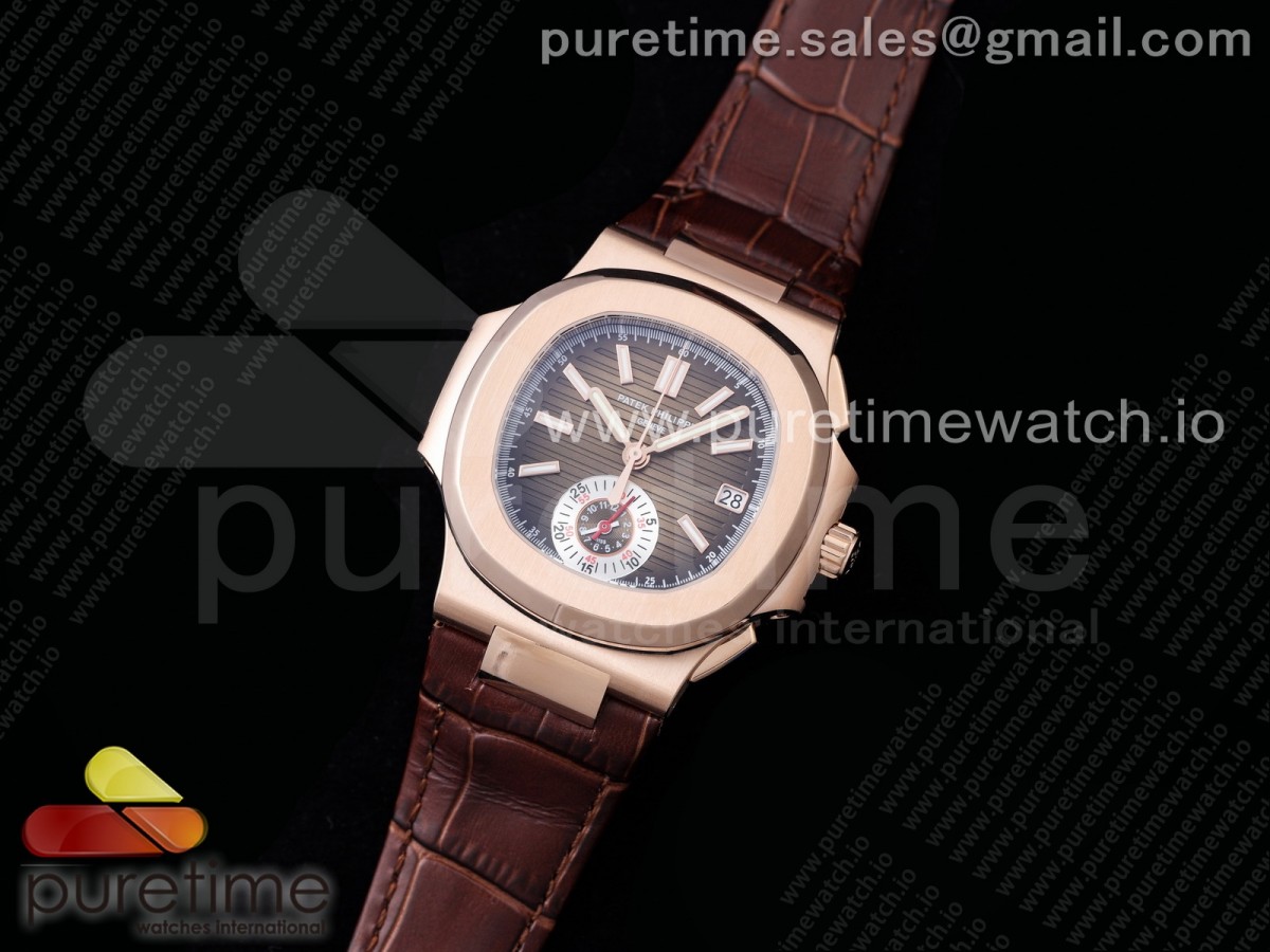 3K공장 파텍필립 노틸러스 로골 브라운다이얼 가죽스트랩 Nautilus 5980 RG 3KF Best Edition Brown Dial on Brown Leather Strap A7750