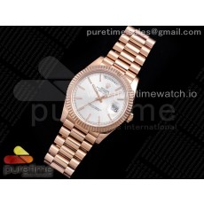 GM공장 롤렉스 데이데이트 40 로골 실버다이얼 2836 Day Date 40 RG 904L Steel GMF 1:1 Best Edition Silver Stick Dial on RG Bracelet A2836