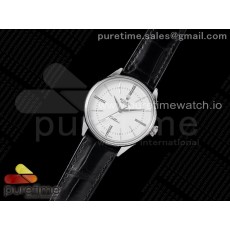 KZ공장 롤렉스 셀리니 스틸 화이트다이얼 듀얼인덱스 가죽스트랩 Cellini SS KZF 1:1 Best Edition White Dial Roman Markers on Black Leather Strap SA3132