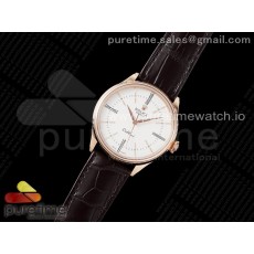KZ공장 롤렉스 셀리니 로즈골드금통 화이트다이얼 듀얼인덱스 가죽스트랩 Cellini RG KZF 1:1 Best Edition White Dial Roman Markers on Brown Leather Strap SA3132