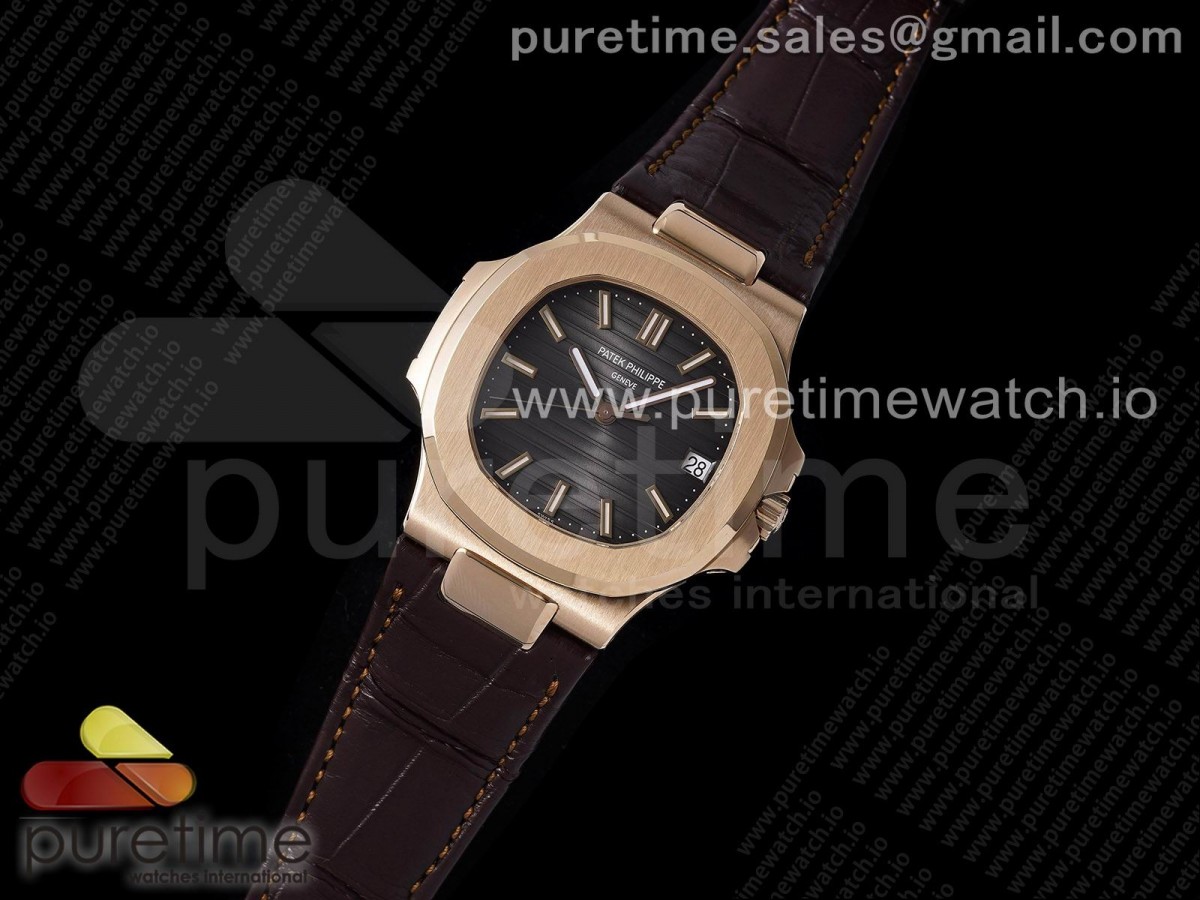 3K공장 파텍필립 노틸러스 로골 그레이다이얼 가죽스트랩 Nautilus 5711/1R RG 3KF 1:1 Best Edition Brown Textured Dial on Brown Leather Strap A324 Super Clone V2