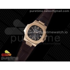 3K공장 파텍필립 노틸러스 로골 그레이다이얼 가죽스트랩 Nautilus 5711/1R RG 3KF 1:1 Best Edition Brown Textured Dial on Brown Leather Strap A324 Super Clone V2