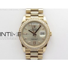 BP공장 롤렉스 데이데이트 36미리 로골 실버다이얼 2836 Day-Date 36 128235 RG/Crystal BP Best Edition Silver Crystal Marker Dial on RG President Bracelet A2836