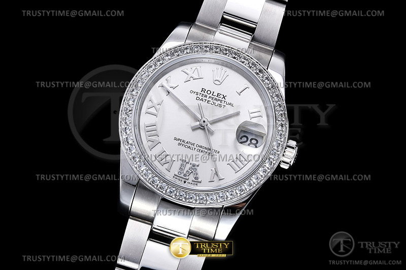 BP공장 롤렉스 레이디 데이저스트 31 스틸 다이아몬드베젤 화이트다이얼 6시다이아인덱스 오이스터브레이슬릿 DJ Midsize 31mm Oys Dia SS/SS S-Wht/Rmn BPF A2824