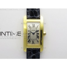 8848공장 까르띠에 탱크 아메리칸워치 19 옐로우골드금통 실버다이얼 블랙악어스트랩