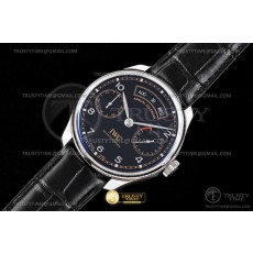 AZ공장 IWC 포르투기저 애뉴얼캘린더 스틸 블랙다이얼 빈티지인덱스 가죽스트랩 Portugieser Annual Cal IW503502 SS/LE Blk AZF A52850